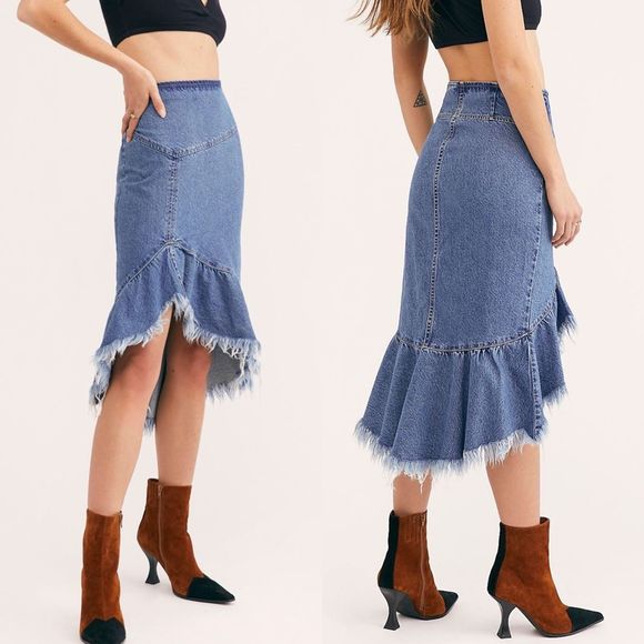 raw denim skirt